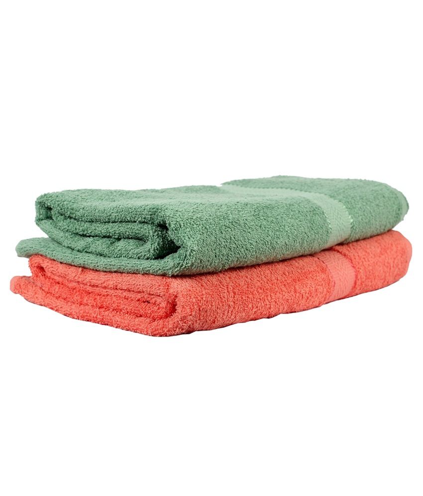 Phoenix International Multicolour Plain Cotton Bath Towel Set Of 2 ...