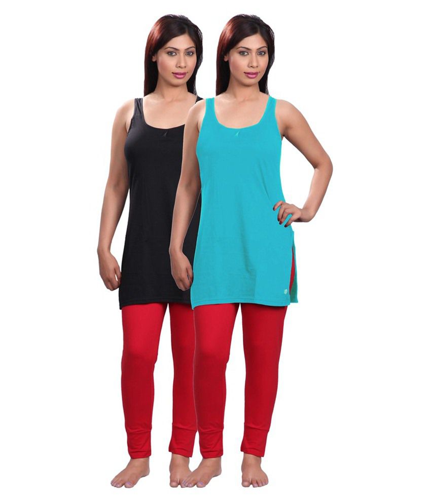     			Selfcare Turquoise Cotton Camisoles - Combo of 2