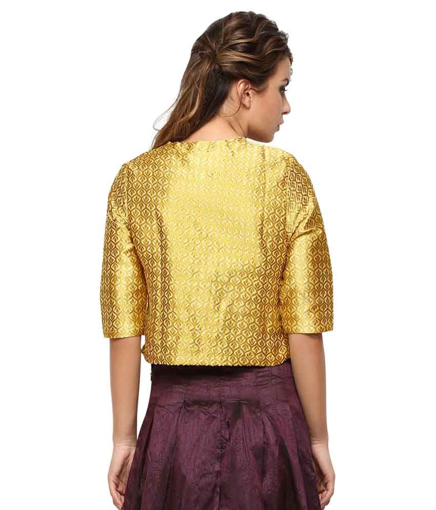 Vodka Fashion India Gold Silk Crop Top Buy Vodka Fashion India Gold