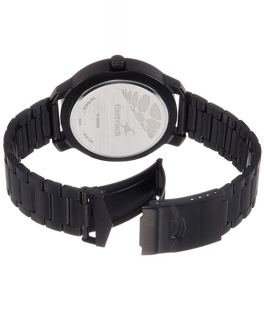 fastrack full black metal watch