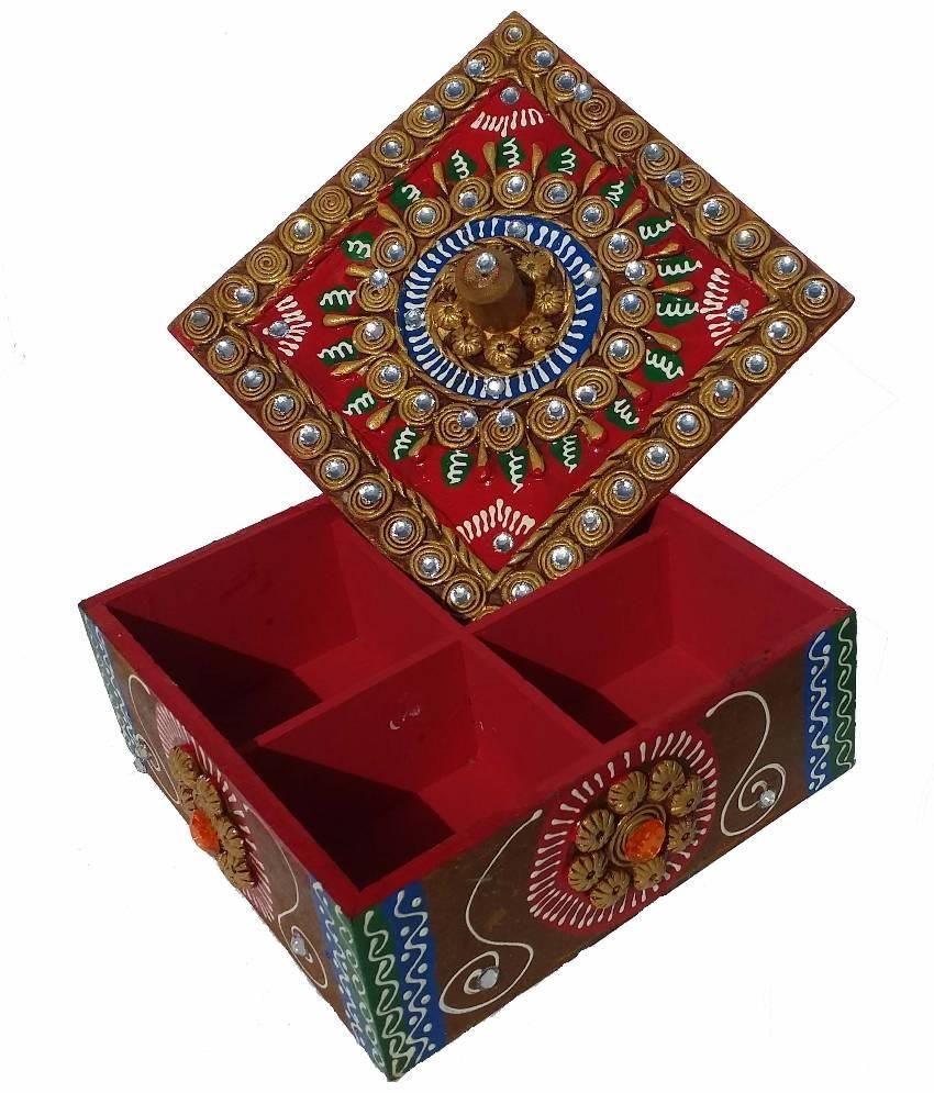 Takshah Antique Hand Made Dry Fruit Box with Paper Mache Meena Work ...