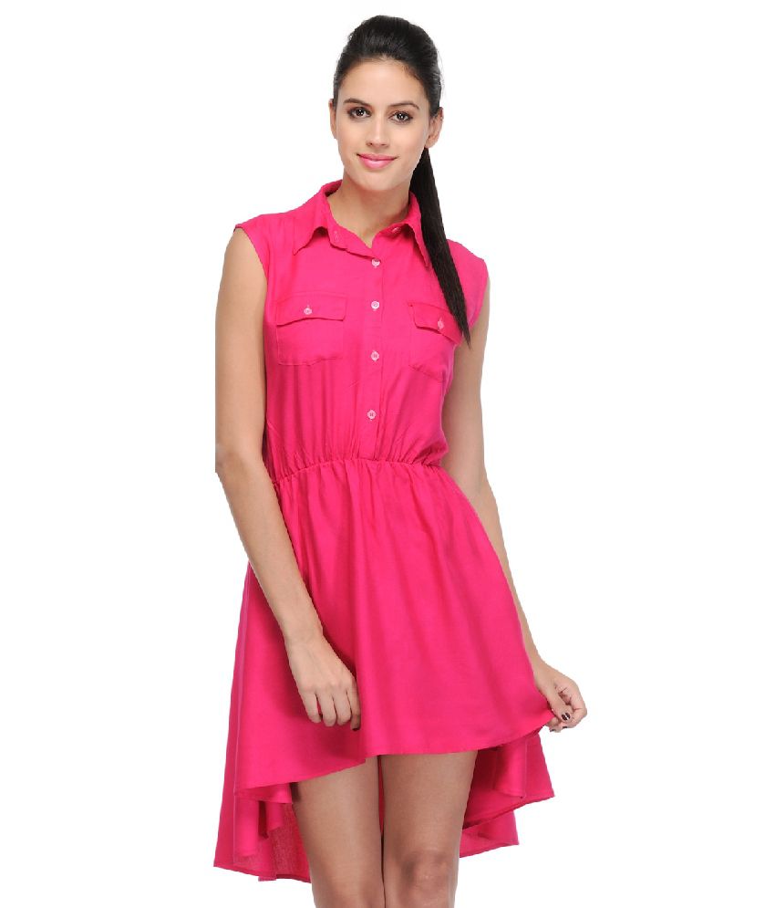 W4W Pink Viscose Dresses - Buy W4W Pink Viscose Dresses Online at Best ...