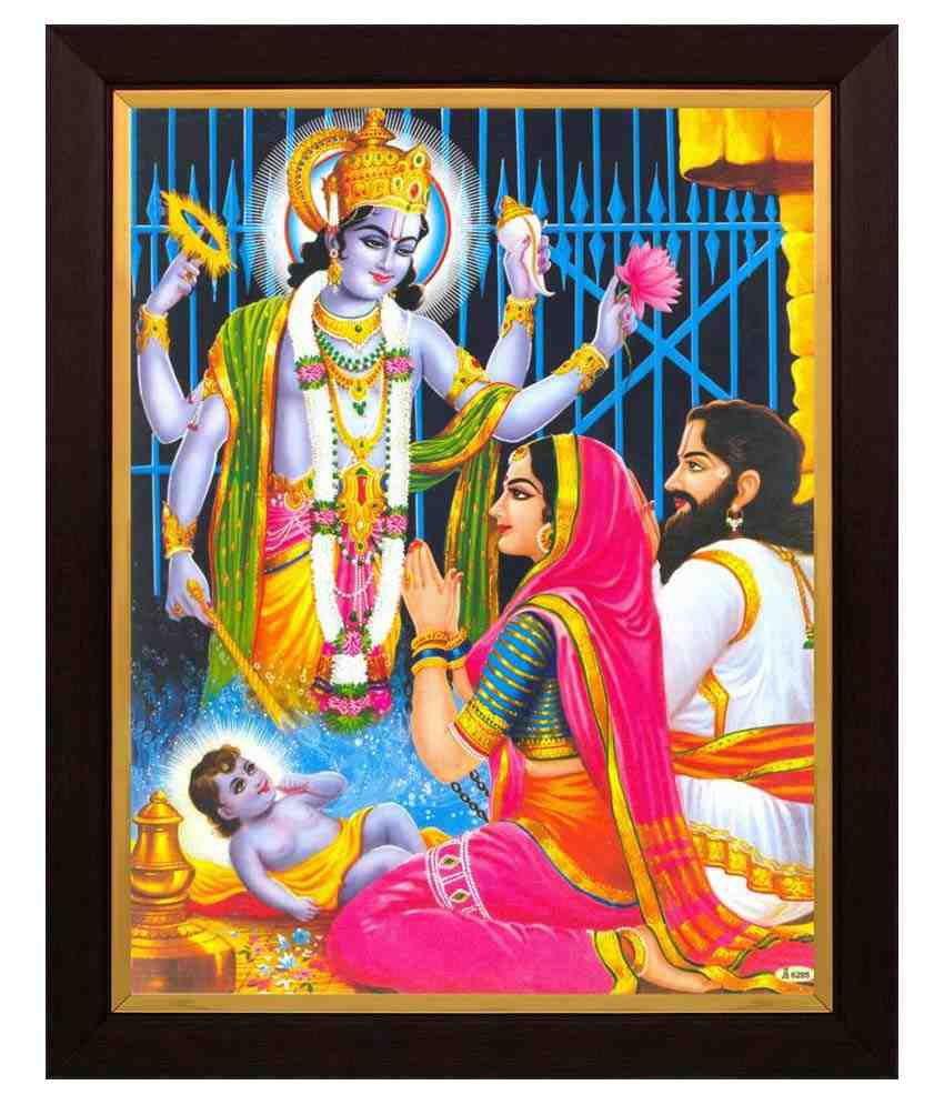 Avercart Textured Lord Krishna/Janmashtami Poster With Frame: Buy ...
