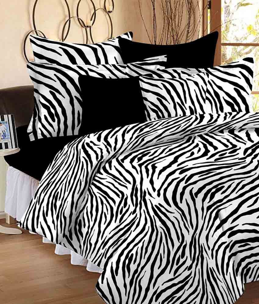 Ahem Homes Black and White Cotton Bed Sheet with 2 Pillow Covers - Buy ...