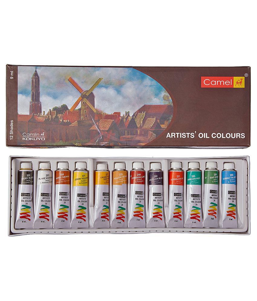 Camel Artist's Oil Colour Box 9ml Tubes, 12 Shades Pack