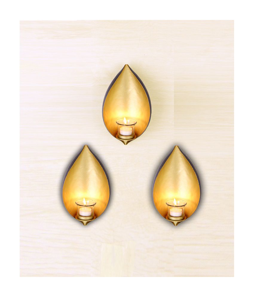     			Hosley Golden Decorative Wall Sconce with Free Tealights (Set of 3)