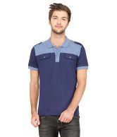 Campus Sutra Navy Polo T Shirts