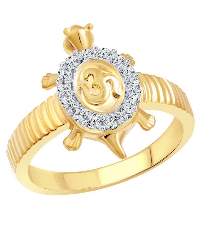     			Vighnaharta Om Tortoise Gold and Rhodium Plated Ring