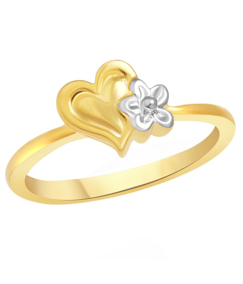     			Vighnaharta Floral Heart Plain Gold and Rhodium Plated Ring