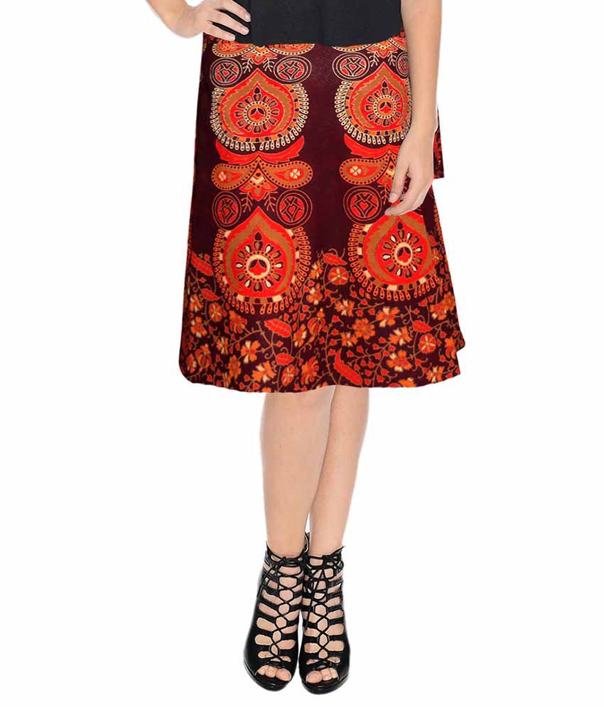     			Sttoffa Brown Cotton Midi Skirt