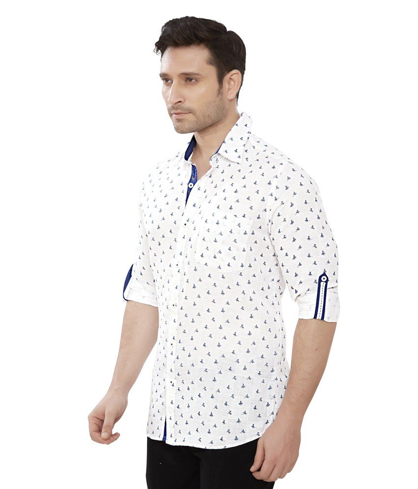Davos White Casuals Slim Fit Shirts - Buy Davos White Casuals Slim Fit ...