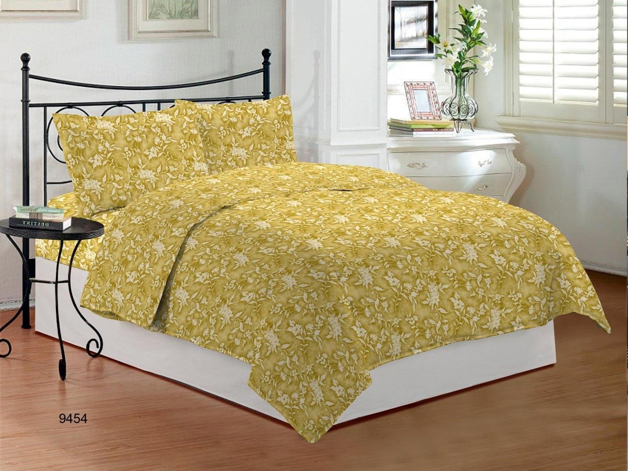 Bombay Dyeing Camellia Gold Double Bedsheet With 2 Pillow Covers Buy