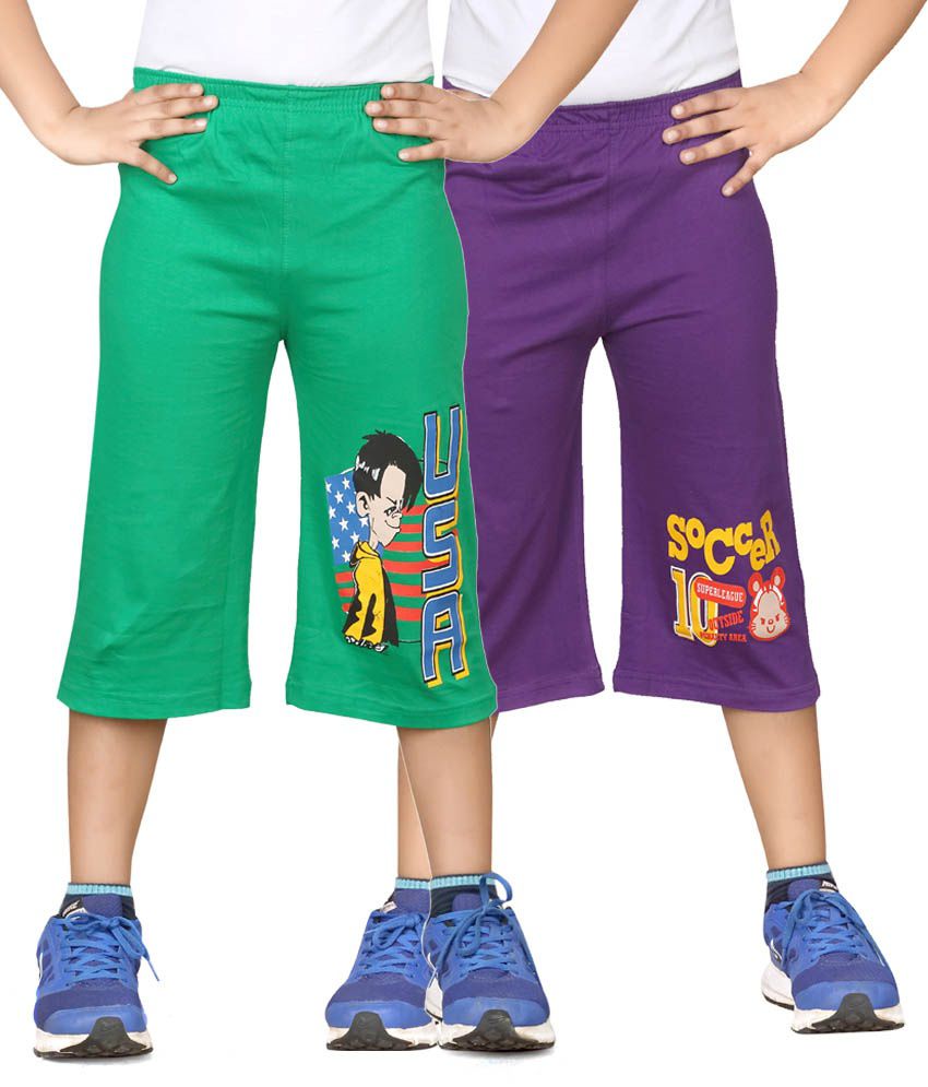     			Dongli Green And Purple Three Forth For Boys