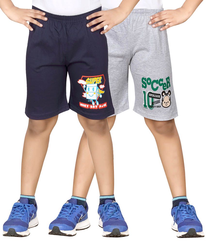     			Dongli Kidwear Multicolor Cotton Printed Shorts For Boys-Pack of 2