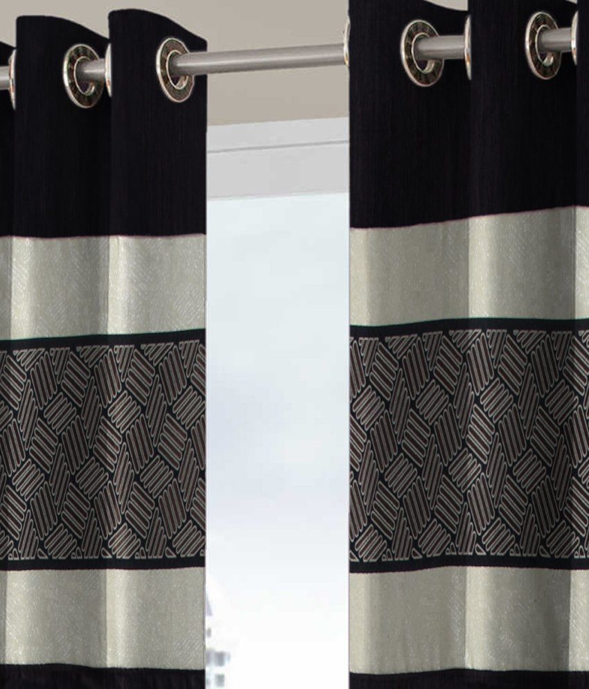 Trendz Home Furnishing Black Printed Polyester Door Curtain (4 x 7