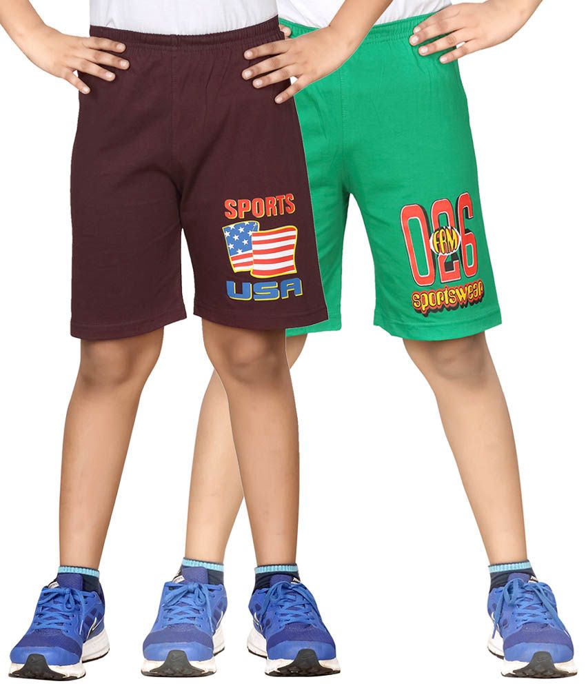     			Dongli Pack of 2 Cotton Shorts For Boys ( Multi )