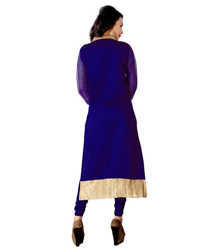 Hansh Women's Fashion Hub Blue Bangalore Silk Straight Semi Stitched ...