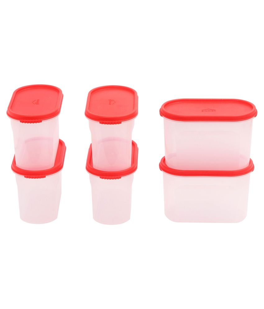 Gluman Red Polypropylene Kitchen Storage Container Box Set Of 6 Gluman Red Polypropylene Kitchen Storage Container Box Set Of 6