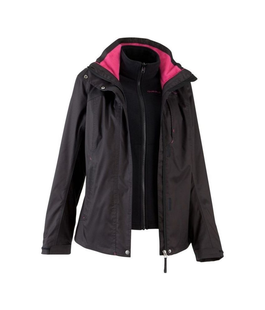 QUECHUA Arpenaz 300 Rain Women's Waterproof 3 in 1 Hiking Jacket By