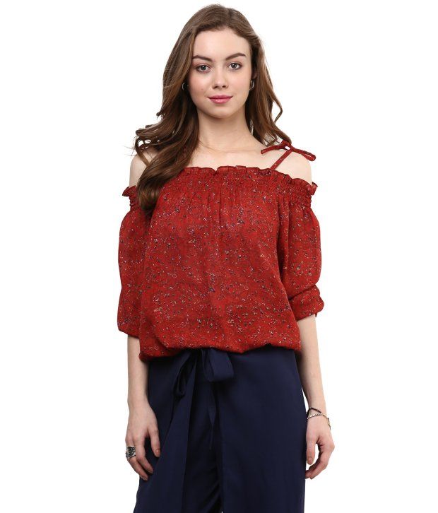     			Rare - Red Georgette Women's Regular Top ( Pack of 1 )