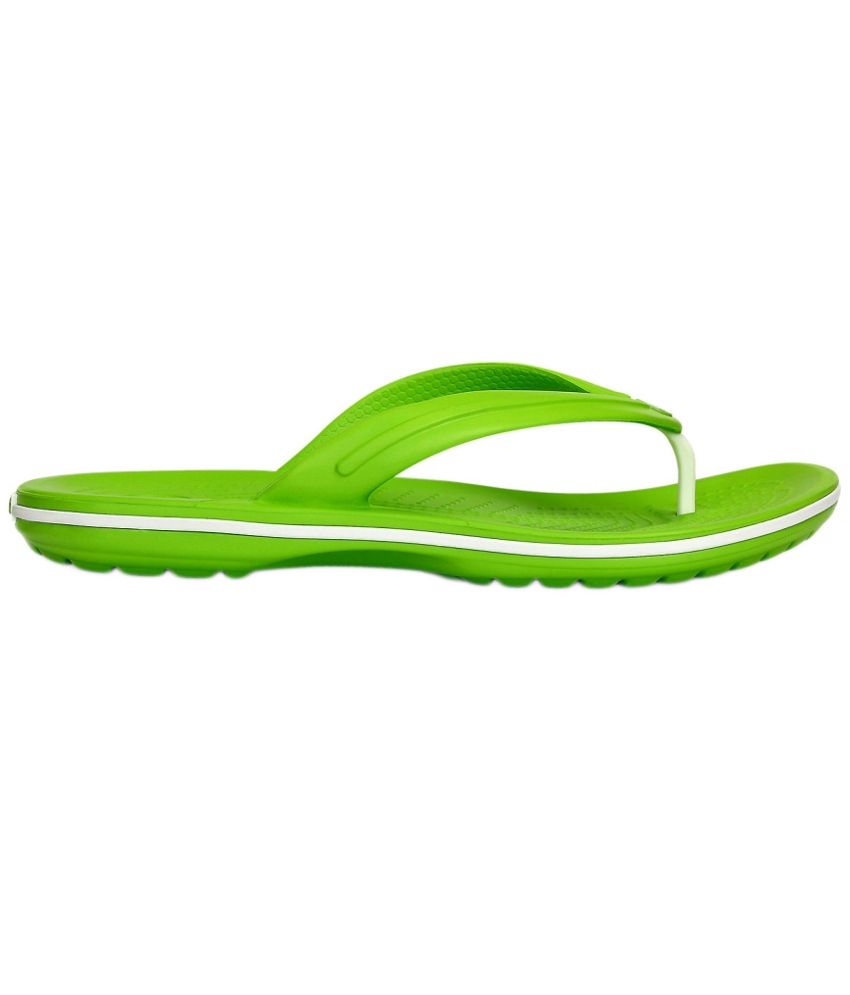 green croc flip flops