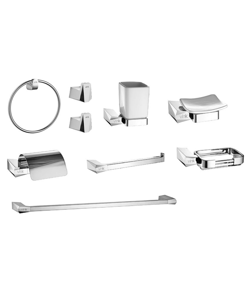 Vink Silver Brass Bathroom Accessories Set With Towel Rod Vink Silver Brass Bathroom Accessories Set With Towel Rod