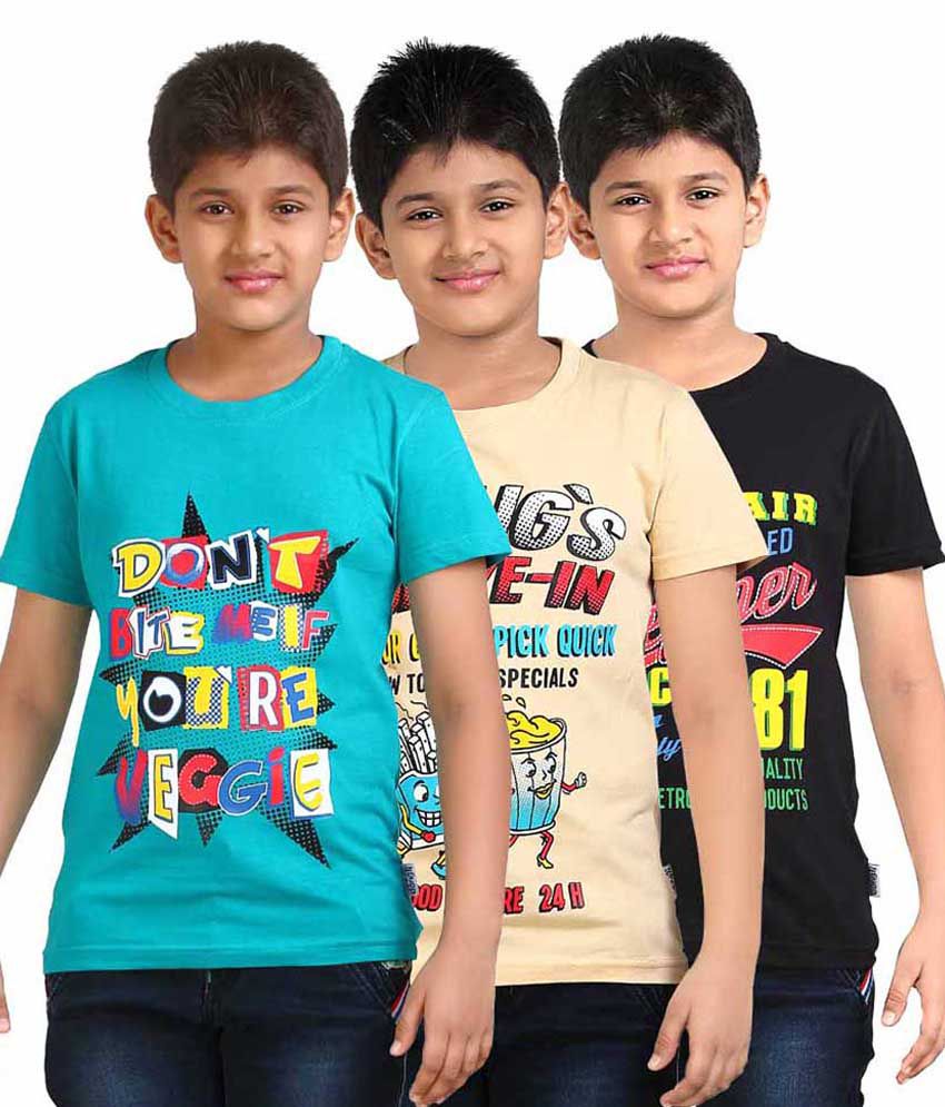 Dongli Multicolor Half Sleeves T-Shirt For Boys - Pack Of 3