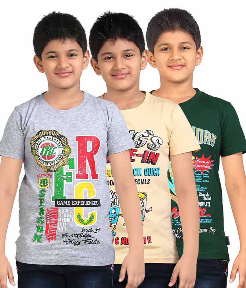     			Dongli Multicolor Half Sleeves T-Shirt For Boys - Pack Of 3