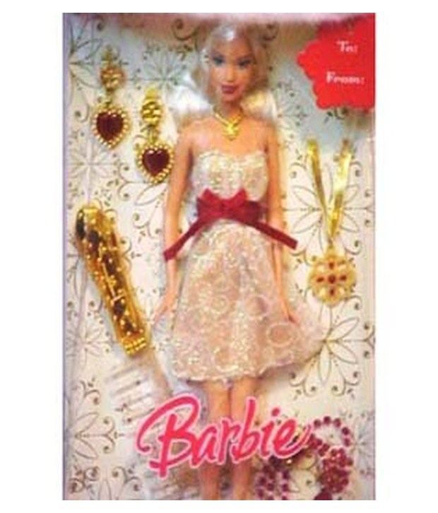 Barbie Holiday Sparkle Doll Set Blonde Goldandred Buy Barbie Holiday Sparkle Doll Set Blonde 3680