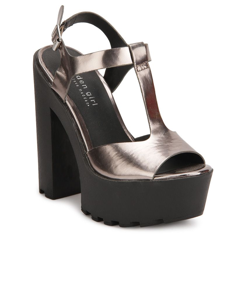steve madden block heel silver