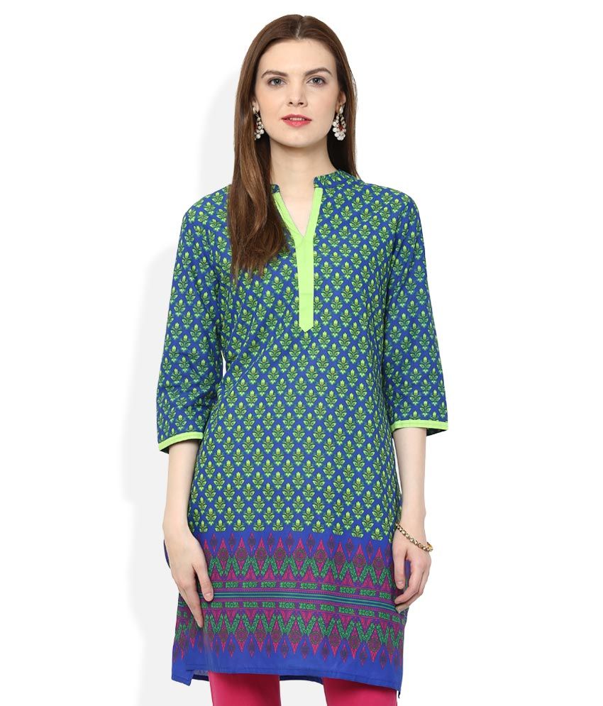 Rangmanch By Pantaloons Blue Cotton Kurti Buy Rangmanch By Pantaloons