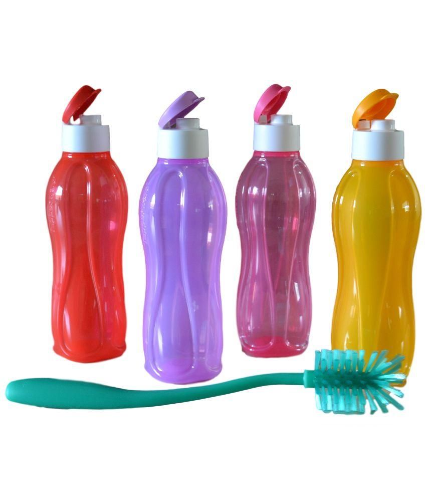 Tupperware Multicolour Aquasafe Fliptop Bottle with 1 Cleaning Brush
