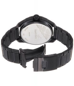 fastrack black steel watch