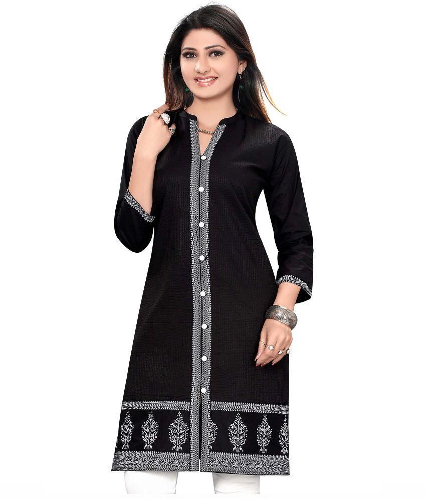 Designer Kurtis Black Cotton A Line Kurti Buy Designer Kurtis