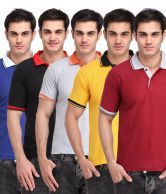 Lime Multicolor Polo T Shirts Pack of 5