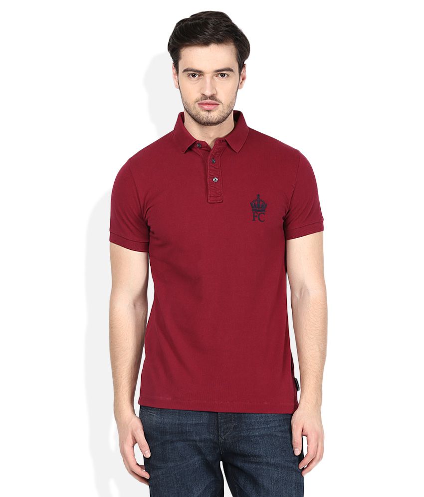 FCUK Maroon Half Sleeves Polo T-Shirt - Buy FCUK Maroon Half Sleeves ...