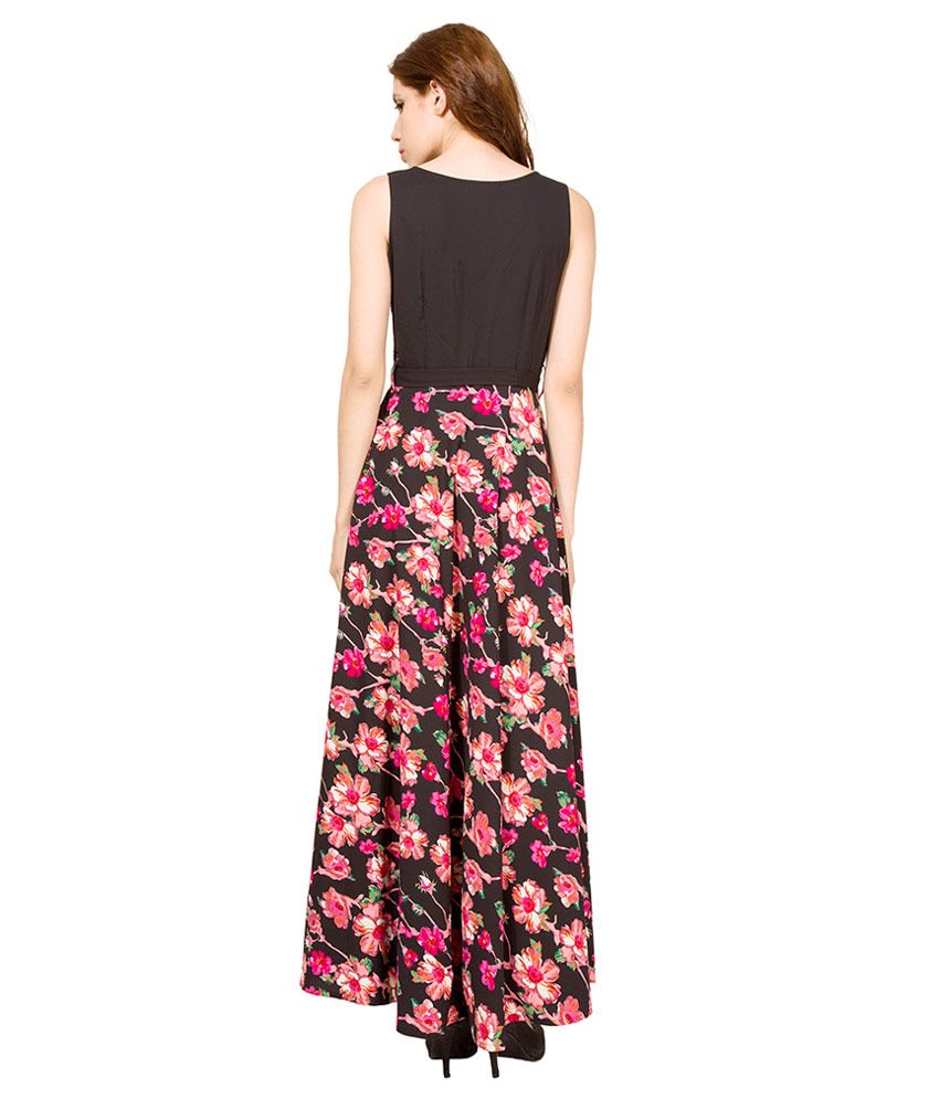 Tokyo Talkies Black Floral Printed Maxi 