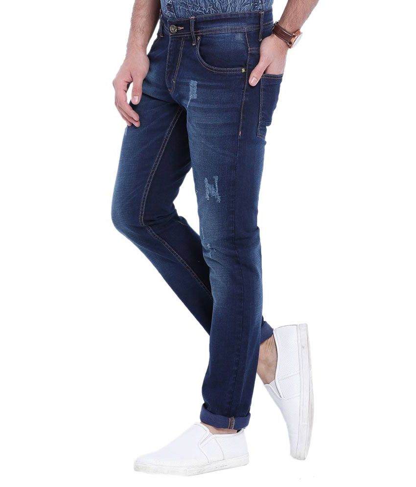 slim fit distressed jeans