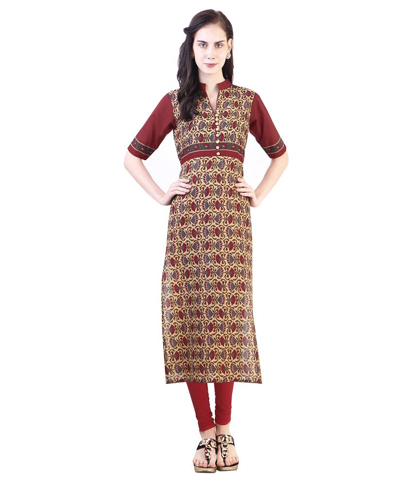 Libas Beige Cotton Straight Kurti Buy Libas Beige Cotton Straight