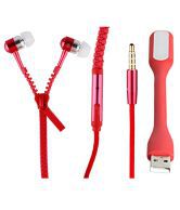 Hunky Zipper In Ear Wired Earphones With Mic Red