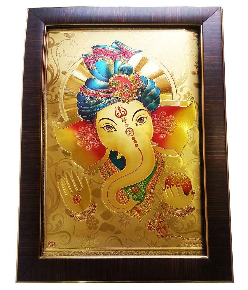 Shree Gold Art Yellow Ganesh Wall Hanging Buy Shree Gold Art Yellow