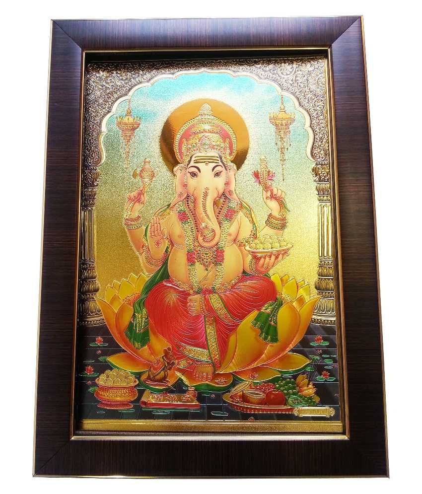 Shree Gold Art Yellow Ganesh Wall Hanging Buy Shree Gold Art Yellow