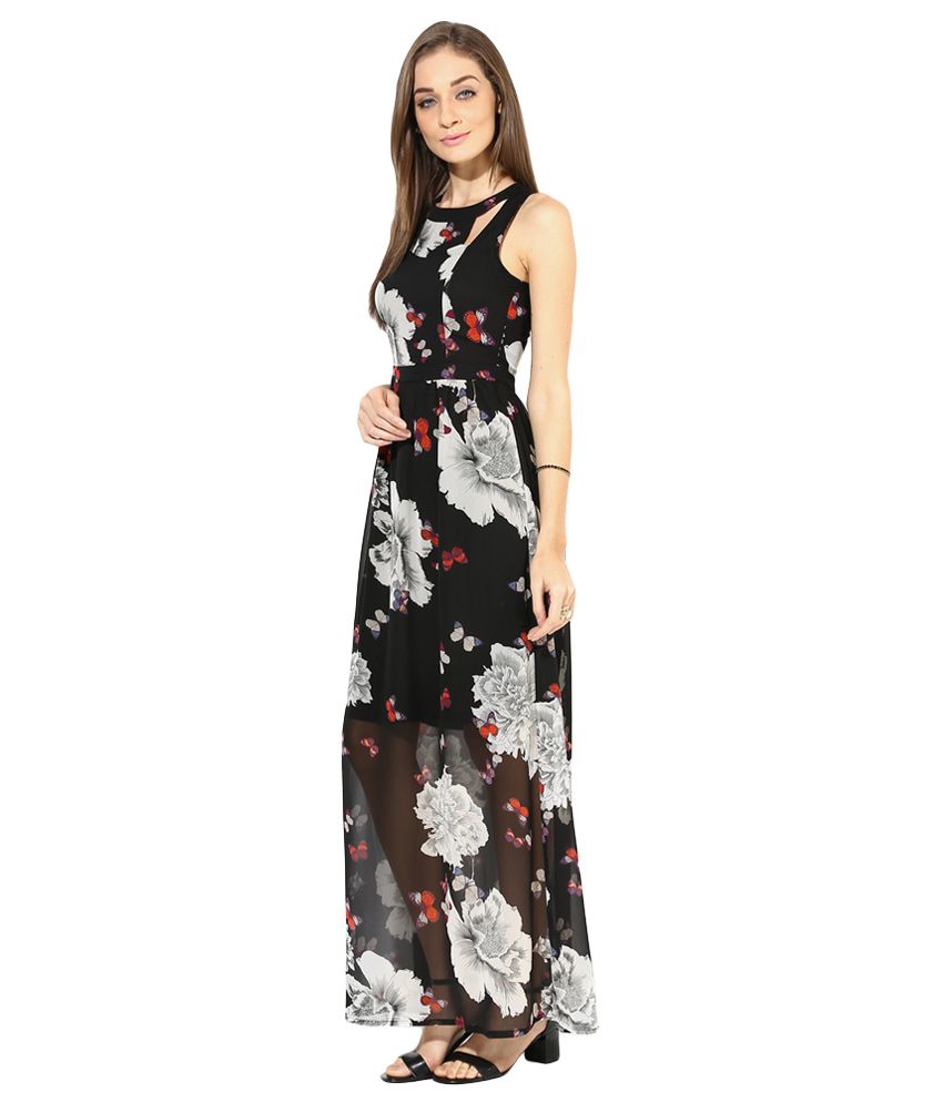 ONLY Black Floral Printed Maxi Dress - Buy ONLY Black Floral Printed ...