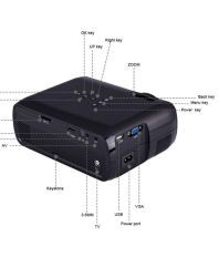 Everycom X7 LED Projector 1800 Lumens HDMI USB VGA TV Home Theater Black