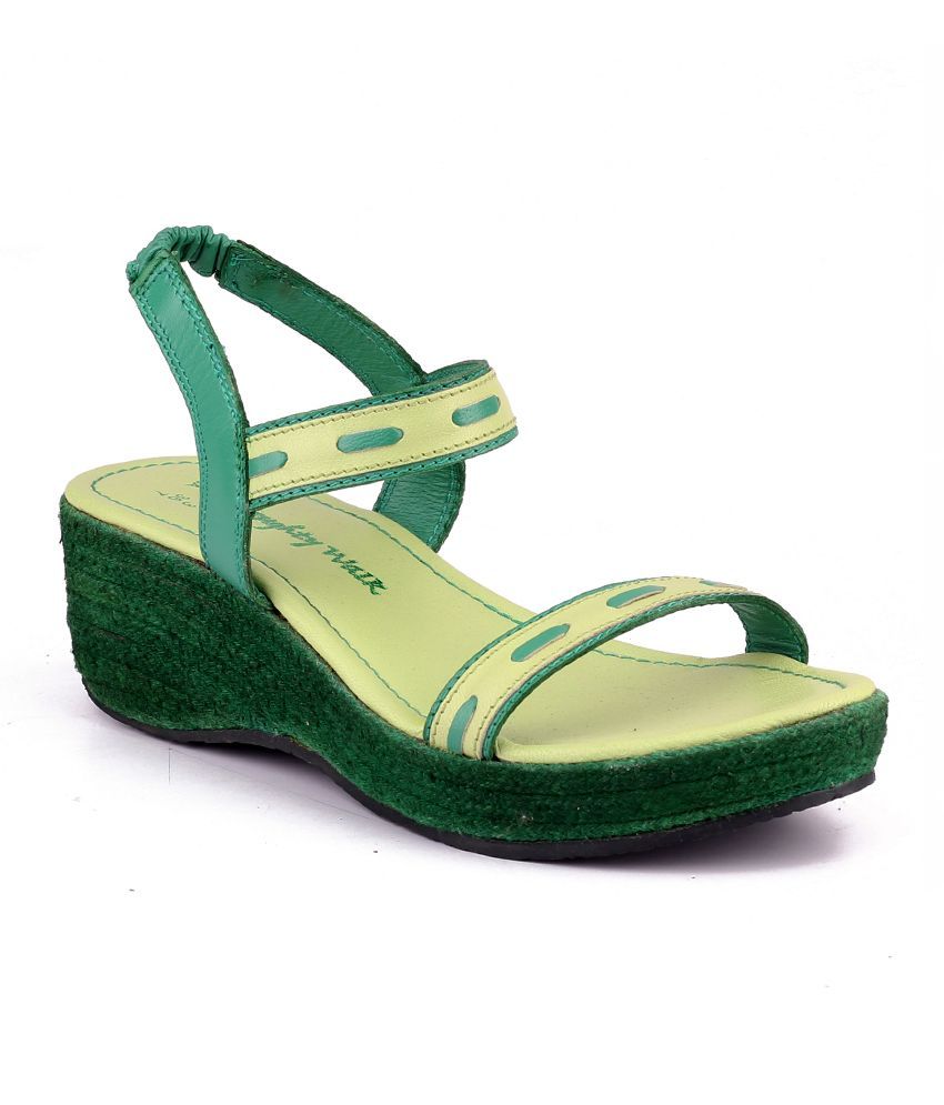 green wedge heel shoes