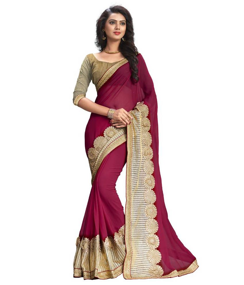 Bhuwal Fashion Pink Georgette Saree Buy Bhuwal Fashion Pink Georgette Saree Online At Low