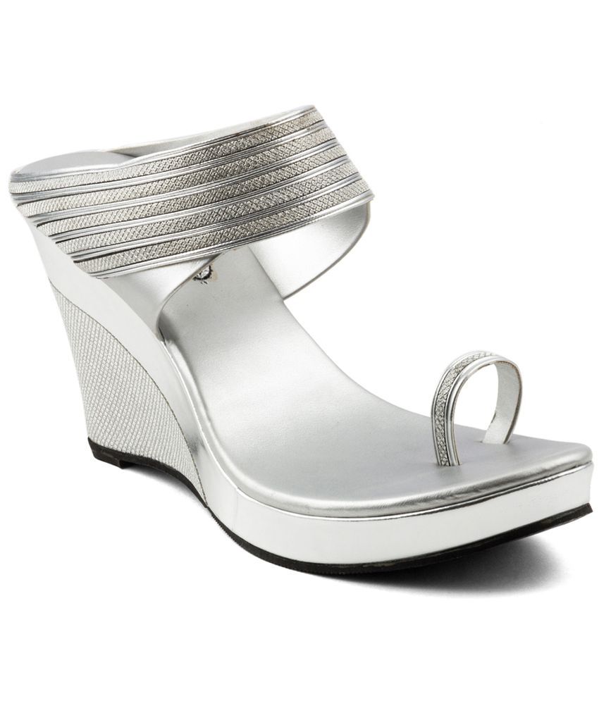 silver wedges heels