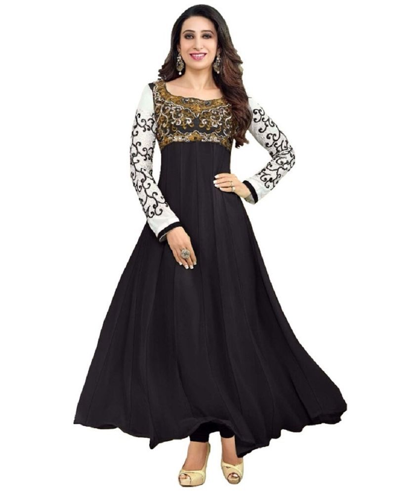 Shree Hans Creation Black Georgette Anarkali Semi Stitched Dress ...