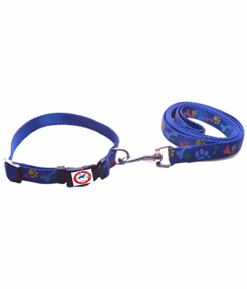    			Pet Club51 High Quality Printed Collar And Leash - Blue