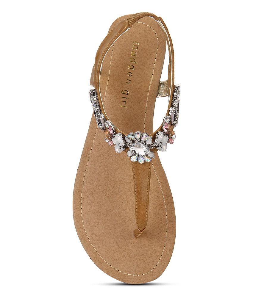 steve madden tan flat sandals